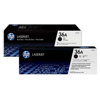 HP 36A CB436AD dvojbalení černý originální toner.
Proč koupit naši originální náplň?

Originální toner = záruka přímo od výrobce tiskárny
100 % použití v tiskárně - bezproblémové fungování s vaši tiskárnou
Použitím originální náplně prodlužujete životnost tiskárny
Osvědčená špičková kvalita - vysoce kvalitní a spolehlivý tisk originální tiskovou kazetou od první do poslední stránky
Trvalé a profesionální výsledky tisku - dlouhodobá udržitelnost tisku
Kratší prodleva při tisku stránek
Garance Vaší spokojenosti s použitím naší originální náplně
Zajišťujeme bezplatnou recyklaci originálních náplní
Selhaní náplně v méně než 1% případů
Snadná a rychlá výměna náplně

Kód výrobce: CB436AD