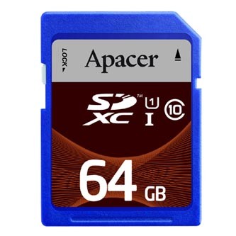 Apacer paměťová karta Secure Digital Card, 64GB, SDXC, AP64GSDXC10U1-R, UHS-I U1 (Class 10)