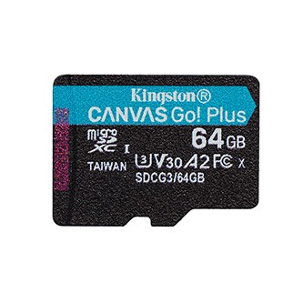 Kingston paměťová karta Canvas Go! Plus, 64GB, micro SDXC, SDCG3/64GBSP, UHS-I U3, A2, V30