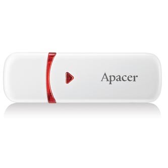 Apacer USB flash disk, USB 2.0, 32GB, AH333, bílý, AP32GAH333W-1, USB A, s krytkou