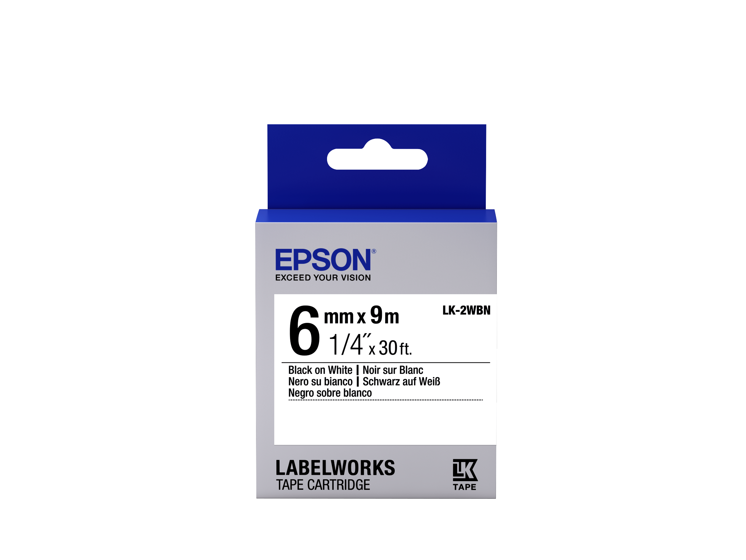 Epson LabelWorks LK-2WBN C53S652003 6mm x 9m, černý tisk / bílý podklad, originální páska