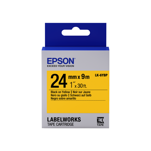 Epson LK-6YBP C53S656005 24mm x 9m, čierna tlač / pastelovo žltý podklad, originálna páska