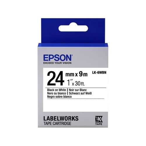Epson LK-6WBN C53S656006 24mm x 9m, čierna tlač / biely podklad, originálna páska