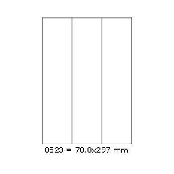 Samolepicí etikety 70 x 297 mm, 3 etikety, A4, 100 listů