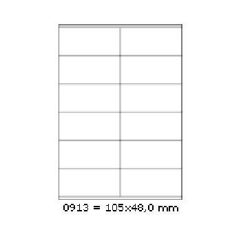 Samolepicí etikety 105 x 48 mm, 12 etiket, A4, 100 listů