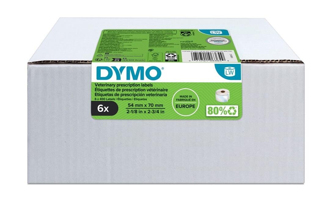 Dymo 2187328, 70mm x 54mm, 6x400ks, bílé papírové veterinární štítky