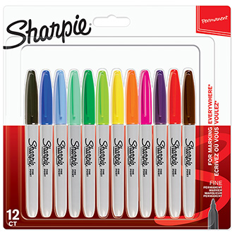 Levně Sharpie, popisovač Fine, mix barev, 12ks, 0.9mm, permanentní, blistr