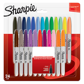 Levně Sharpie, popisovač Fine, mix barev, 24ks, 0.9mm, permanentní, blistr