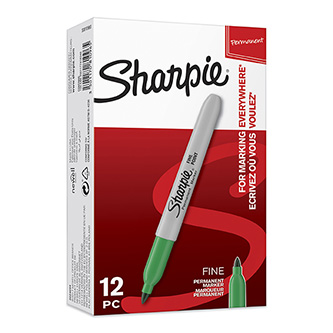 Levně Sharpie, popisovač Fine, zelený, 12ks, 0.9mm, permanentní