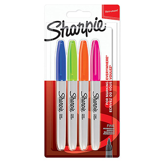 Sharpie, popisovač Fine, mix farieb, 4ks, 0.9mm, permanentný, blistr
