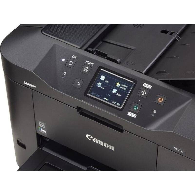 Canon MAXIFY MB2750 0958C009 atramentová multifunkcia.
Farebné atramentové multifunkčné zariadenie do domácej kancelárie.
Do domácej kancelárie, kde sa vyžaduje produktivita
Plne vybavená tlačiareň, skener, kopírka a fax navrhnutá do domácej kancelárie.
Minimálne prevádzkové náklady
Zariadenie kladie dôraz na hospodárnosť a môže sa pochváliť nízkou spotrebou iba 0,2 kWh (TEC) a samostatne vymeniteľnými farebnými kazetami.
Vyrobené s ohľadom na produktivitu
Vďaka obojstrannej tlači a podpore papierov rôznych formátov a typov - od bežného papiera A4 cez štítky, obálky a fotografický papier po obojstranné kopírovanie vizitiek - budú bežné kancelárske tlačové úlohy hračkou.
Podporuje mobilné zariadenia, cloud a produktivitu
Podpora technológií Google Cloud Print, Apple AirPrint (iOS), Mopria a aplikácie Canon PRINT umožňuje rýchlu a jednoduchú tlač a skenovanie cez mobilné zariadenia.
Výhody
*Skutočná produktivita: 24 obr./min čiernobielo, 15,5 obr./min farebne
*Tlač a skenovanie s využitím pripojenia Wi-Fi a LAN
*Tlač z cloudových služieb a skenovanie do týchto služieb
*Výťažnosť atramentov: 1 200 stránok čiernobielo a 900 stránok farebne
*Vysoká kapacita 500 listov a automatický podávač dokumentov na 50 listov
Tlačiareň:
Rýchlosť tlače: 24,0 obr./min čiernobielo A4, 15,5 obr./min farebne A4
Doba do výstupu prvej strany: Čiernobielo: 6 s (pripravené) / 10 s (režim spánku), Farebne: 7 s (pripravené) / 12 s (režim spánku)
Technológia tlače: Atramentová technológia, tlačová hlava FINE
Maximálne rozlíšenie tlače: 600 × 1 200 dpi
Okraje tlače: Horný: 3 mm, dolný: 5 mm, ľavý a pravý: 3,4 mm
Obojstranná tlač: Automatický (bežný papier A4, Letter)
Skenovanie:
Typ skenera: Plochý, automatický podávač dokumentov
Technológia skenera: Farebný skener CIS
Rozlíšenie skenera (optické): Až 1 200 × 1 200 dpi
Rýchlosť skenovania (podávač ADF): Jednostranne 15,5 obr./min farebne; Jednostranne 18,5 obr./min čiernobielo
Maximálna veľkosť dokumentu: Sklo skenera: A4, Letter (216 × 297 mm)
Automatický podávač dokumentov: A4, Letter, Legal
Hĺbka skenovania (Vstup / výstup): Farebne: 48 bitov / 24 bitov; Stupne šedej: 16 bitov / 8 bitov
Skenovacie funkcie: Skenovanie do e-mailu, skenovanie do sieťovej zložky, skenovanie do cloudu, skenovanie na zariadení USB
Kopírovanie:
Rýchlosť kopírovania (približne): Farebne, z podávača ADF: 11,5 obr./min; Čiernobielo, z podávača ADF: 22,0 obr./min
Viacnásobné kopírovanie: Až 99 strán
Zmenšenie / zväčšenie: 25 až 400%, prispôsobenie veľkosti stránky
Nastavenie kvality kopírovania: Štandardné, vysoké
Funkcia kopírovania: Vymazanie rámčeka, kompletovanie, 2 na 1, 4 na 1
FAX:
Typ faxu: Super G3 / farebný
Rozlíšenie faxu: Čiernobiely režim: až 300 × 300 dpi
Farebný režim: 200 x 200 dpi
Rýchlosť faxovania: Čiernobiely režim: pribl.
Pamäť faxu: Až 250 strán
Kódovaná rýchla voľba: Max.
Skupinová voľba: Max.
Spotrebný materiál:
Typ atramentu: Atrament DRHD (Dual Resistant High Density); 4 zásobníky atramentu (čierny, azúrový, purpurový, žltý)
Atramenty XL:
PGI-1500XL BK
PGI-1500XL C
PGI-1500XL M
PGI-1500XL Y
Pripojenie:
Káblové pripojenia: USB 2.0 Hi-speed; Ethernet 10/100 Mb/s (automatické prepínanie); Port pre pamäťové zariadenie USB flash (typu „A“)
Bezdrôtové pripojenia: Wi-Fi IEEE802.11 b/g/n; Frekvenčné pásmo bezdrôtovej siete LAN: 2,4 GHz; Režim prístupového bodu
Podpora aplikácií: Aplikácia Canon PRINT Inkjet/SELPHY; MAXIFY Cloud Link (z displeja tlačiarne alebo šikovného riadenia); Plug-in modul Canon Print Service (Android); Mopria; Microsoft Mobile Print; Apple AirPrint; Google Cloud Print 
!