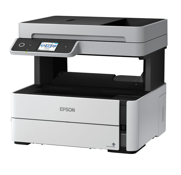 Epson EcoTank M3180 C11CG93403 inkoustová multifunkce.
Vysoká výtěžnost spolu s úspornou inkoustovou technologií společnosti Epson nabízí nízké celkové náklady na vlastnictví i nízké náklady na stranu.


Úspora času
Jedná se o spolehlivou tiskárnu bez inkoustových kazet s vylepšeným způsobem doplňování inkoustu z lahviček, který snižuje nutnost údržby na minimum.


Úspora energie
Inkoustová technologie nevyžaduje na rozdíl od laseru zahřívání, díky čemuž je energetická spotřeba nižší, a tím jsou nižší i náklady na energie.


Funkce pro firmy
Díky připojení přes Wi-Fi, ethernetové rozhraní a USB a kompaktním rozměrům lze tiskárnu snadno umístit na pracovní stůl a připojit k počítači či notebooku uživatele.

Technologie
Metoda tisku: Tisková hlava PrecisionCore™ TFP
Konfigurace trysek: 400 trysky černá
Min.
Inkoustová technologie: Pigmentový inkoust
Application: Home Office, Pracovní skupina, Střední pracovní skupina
Multifunkce: Tisk, skenů, kopií, Fax

Tisk
Rychlost tisku ISO/IEC 24734: 20 Str./min Černobíle
Rychlost tisku: 39 Str./min Černobíle (obyčejný papír)
Tiskové rozlišení: 1.200 x 2.400 dpi
Barvy: Černá

Skener
Skenovací rozlišení: 1.200 dpi x 2.400 dpi (horizontálně x vertikálně)
Optické rozlišení (ADF): 1.200 dpi x 2.400 dpi (horizontálně x vertikálně)
Výstupní formáty: BMP, JPEG, PICT, TIFF, PDF, PNG
Typ skeneru: Contact image sensor (CIS)

Fax
Typ faxu: Černobílé i barevné faxování bez nutnosti zapínat počítač
Rychlost odesílání faxu: Až 33,6 kb/s / přibl.
Režim korekce chyb: CCITU/ITU Group3 – fax s režimem korekce chyb
Paměť na stránky: až 180 stran (ITU-T, tabulka č.
Faxové funkce: Faxování z PC, Automatické opakování, Adresář, Rozesílání faxu

Kopírování
Rychlost kopírování: až 17 ipm Black
Rozlišení kopírování (dpi): 600 x 1200
Zmenšení / zvětšení: 25 % - 400 %
Maximální počet kopií: 99

Možnosti připojení
Rozhraní: Ethernet, USB, Wi-Fi Direct

Zpracování papíru/médií
Formáty papíru: A4, Legal
Duplexní tisk: Ano
Automatický podavač dokumentů: 35 Stran
Vhodná gramáž papíru: 64 g/m2 - 90 g/m2

Obecné informace
Rozměry výrobku: 375 x 347 x 346 mm (šířka x hloubka x výška)
Hmotnost výrobku: 7,2 kg
Max.

Další funkce
LCD displej: Typ: Úhlopříčka: 6,1 cm

Ostatní

Záruka: 24 měsíců
!

Chcete ZDARMA prodloužit záruku na 3 roky?