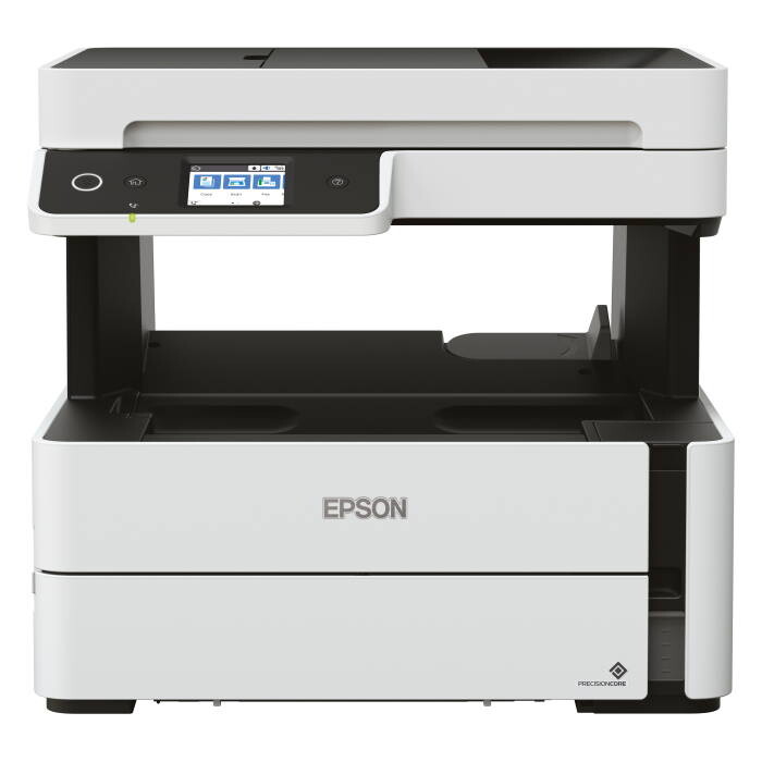 Epson EcoTank M3180 C11CG93403 inkoustová multifunkce.
Vysoká výtěžnost spolu s úspornou inkoustovou technologií společnosti Epson nabízí nízké celkové náklady na vlastnictví i nízké náklady na stranu.


Úspora času
Jedná se o spolehlivou tiskárnu bez inkoustových kazet s vylepšeným způsobem doplňování inkoustu z lahviček, který snižuje nutnost údržby na minimum.


Úspora energie
Inkoustová technologie nevyžaduje na rozdíl od laseru zahřívání, díky čemuž je energetická spotřeba nižší, a tím jsou nižší i náklady na energie.


Funkce pro firmy
Díky připojení přes Wi-Fi, ethernetové rozhraní a USB a kompaktním rozměrům lze tiskárnu snadno umístit na pracovní stůl a připojit k počítači či notebooku uživatele.

Technologie
Metoda tisku: Tisková hlava PrecisionCore™ TFP
Konfigurace trysek: 400 trysky černá
Min.
Inkoustová technologie: Pigmentový inkoust
Application: Home Office, Pracovní skupina, Střední pracovní skupina
Multifunkce: Tisk, skenů, kopií, Fax

Tisk
Rychlost tisku ISO/IEC 24734: 20 Str./min Černobíle
Rychlost tisku: 39 Str./min Černobíle (obyčejný papír)
Tiskové rozlišení: 1.200 x 2.400 dpi
Barvy: Černá

Skener
Skenovací rozlišení: 1.200 dpi x 2.400 dpi (horizontálně x vertikálně)
Optické rozlišení (ADF): 1.200 dpi x 2.400 dpi (horizontálně x vertikálně)
Výstupní formáty: BMP, JPEG, PICT, TIFF, PDF, PNG
Typ skeneru: Contact image sensor (CIS)

Fax
Typ faxu: Černobílé i barevné faxování bez nutnosti zapínat počítač
Rychlost odesílání faxu: Až 33,6 kb/s / přibl.
Režim korekce chyb: CCITU/ITU Group3 – fax s režimem korekce chyb
Paměť na stránky: až 180 stran (ITU-T, tabulka č.
Faxové funkce: Faxování z PC, Automatické opakování, Adresář, Rozesílání faxu

Kopírování
Rychlost kopírování: až 17 ipm Black
Rozlišení kopírování (dpi): 600 x 1200
Zmenšení / zvětšení: 25 % - 400 %
Maximální počet kopií: 99

Možnosti připojení
Rozhraní: Ethernet, USB, Wi-Fi Direct

Zpracování papíru/médií
Formáty papíru: A4, Legal
Duplexní tisk: Ano
Automatický podavač dokumentů: 35 Stran
Vhodná gramáž papíru: 64 g/m2 - 90 g/m2

Obecné informace
Rozměry výrobku: 375 x 347 x 346 mm (šířka x hloubka x výška)
Hmotnost výrobku: 7,2 kg
Max.

Další funkce
LCD displej: Typ: Úhlopříčka: 6,1 cm

Ostatní

Záruka: 24 měsíců
!

Chcete ZDARMA prodloužit záruku na 3 roky?