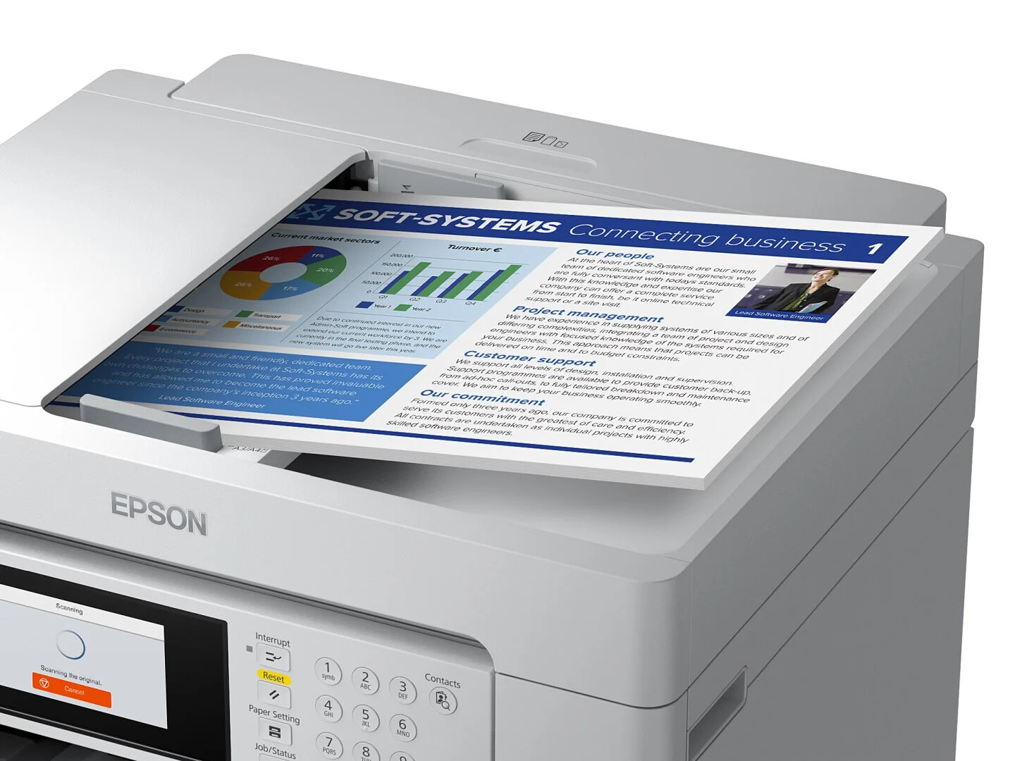 Epson EcoTank L15180 C11CH71406 inkoustová multifunkce.

Tato rychlá multifunkční tiskárna A3 s bohatou nabídkou funkcí nabízí bezproblémový tisk a mimořádně nízké celkové náklady na vlastnictví.

Toto snadno použitelné zařízení EcoTank Pro Wi-Fi umožňuje tisknout, skenovat, kopírovat a faxovat dokumenty s výjimečně nízkými náklady na tisk a nízkou spotřebou energie díky technologii Heat-Free.

* Tisk, Skener, Kopírka, Fax
* Tisková hlava PrecisionCore™


Formát tiskárny:  A3
Formáty papíru:  A4 (21.0x29,7 cm), Legal, A5 (14,8x21,0 cm), A6 (10,5x14,8 cm), B6 (12,5x17,6 cm), B5 (17,6x25,7 cm), No.
Rozlišení [DPI]:  4.800 x 1.200 dpi
Rychlost tisku [str./min.]:  25 Str./min Černobíle, 25 Str./min Colour
Tisk první strany [sec.]:  Černobíle 5,5 s, Colour 5,5 s, According to IEEE/ISO 17629
Max.

Oboustranný tisk:  Ano (A4/A3, obyčejný papír)

Automatický podavač pro skenování:  ano

Kapacita zásobníku [str.]: 

*Automatický podavač dokumentů: 50 Stran
*Kapacita výstupního zásobníku: 125 Listů
*Kapacita zásobníku papíru: 250 Listů Standardní, 550 Listů max.

Rozhraní: 

Vysokorychlostní rozhraní USB – kompatibilní s USB 2.0, Ethernetové rozhraní (100 Base-TX / 10 Base-T), bezdrátová síť LAN IEEE 802.11a/b/g/n/ac (WiFi 5), Wi-Fi Direct, Hostitel USB

Tiskové jazyky:  PCL5e, PCL6

Skener: 

*Double-sided scanning: Ano
*Rychlost jednostranného skenování (A4 černobíle): 26 ipm with ADF scan
*Rychlost oboustranného skenování (A4 černobíle): 11,5 ipm with ADF scan
*Rychlost jednostranného skenování (A4 barevně): 9 ipm with ADF scan
*Rychlost oboustranného skenování (A4 barevně): 6 ipm with ADF scan
*Skenovací rozlišení: 1.200 dpi (horizontálně x vertikálně)
*Optické rozlišení (ADF): 1.200 dpi (horizontálně x vertikálně)
*Výstupní formáty: BMP, JPEG, TIFF, multi-TIFF, PDF, PNG
*Typ skeneru: Contact image sensor (CIS)

Fax:  až 33,6 kb/s / přibl.

Spotřeba [W]:  19 W (samostatné kopírování, vzor ISO/IEC 24712), 0,7 W (úsporný režim), 9,7 W Připraveno, 0,2 W (vypnutí), TEC 0,13 kWh/week
Hlučnost [dB]:  6,7 B (A) podle vzoru ISO 7779 s papírem Epson Premium Glossy Photo Paper / režim Photo RPM - 52 dB (A) podle ISO 9226
Rozměry (šířka x hloubka x výška):  515 x 976 x 521 mm
Hmotnost [kg]:  21,5 kg

Podporované operační systémy:  XenApp 5.0, XenApp 6.0, Citrix XenApp 6.x, Citrix XenApp 7.6 a novější, Citrix XenApp 7.x, Citrix XenApp Version 6.5, Citrix XenApp Version 7.6, Citrix XenDesktop Version 7.6, Linux, Mac OS 10.10.x, Mac OS 10.11, Mac OS 10.2+, Mac OS 10.3+, Mac OS 10.4+, Mac OS 10.4.11 nebo novější (pouze Epson Scan), Mac OS 10.5+, Mac OS 10.5.8 nebo novější, Mac OS 10.5.8 nebo novější (vyžaduje stažení ovladače z webových stránek společnosti Epson), Mac OS 10.5.9, Mac OS 10.6+, Mac OS 10.7.x, Mac OS 10.8.x, Mac OS 10.9.x, Mac OS X, Mac OS X 10.11.x, Mac OS X 10.11.x nebo novější, Mac OS X 10.12, Mac OS X 10.12.x, Mac OS X 10.13.x, Mac OS X 10.6.8, Mac OS X 10.6.8 or later, Windows 10 (32/64 bit), Windows 7 (32/64 bit), Windows 8 (32/64bitová verze), Windows 8.1 (32/64 bit), Windows Server 2008 R2, Windows Server 2012 R2, Windows Server 2016, Windows Vista (32/64bitová verze), Windows XP Professional x64 Edition SP2 or later, Windows XP SP3 or later (32-bit), Windows Server 2003 R2, spectextoptionoperatingsystemswin2003ii2, Verze Windows XP Professional x64, iOS 5.0+, iOS 6.0+, iOS 7

Obsah balení: 1 kompletní sada inkoustu (BK – 127 ml, CMY – 70 ml), Ovladače a pomocné programy (CD), Instalační/bezpečnostní příručka, Hlavní zařízení, napájecí kabel, Úvodní příručka, Záruční dokument

Záruka: 24 měsíců

  
!

Chcete ZDARMA prodloužit záruku na 3 roky?