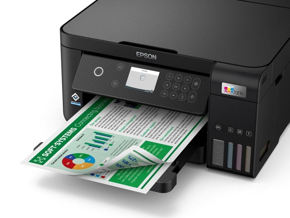 Epson EcoTank L6260 C11CJ62402 atramentová multifunkcia.
Vychutnajte si obojstrannú tlač pri mimoriadne nízkych nákladoch s touto rýchlou multifunkčnou atramentovou tlačiarňou, ktorá je ideálna pre aktívne domácnosti a malé kancelárie.
Ušetrite až 90 % nákladov na tlač s tlačiarňami EcoTank od spoločnosti Epson bez atramentových kaziet.

* Tlačová hlava PrecisionCore
* Pigment black and Dye colour Inks
* Tlačiareň, skener, kopírka
Formát tlačiarne: A4
Rozlíšenie [DPI]: 4.800 x 1.200 dpi
Rýchlosť čiernej tlače [str./min.]: 15 Str./min ISO/IEC 24734
Rýchlosť farebnej tlače [str./min.]: 8 Str./min ISO/IEC 24734
Obojstranná tlač: Automatická obojstranná tlač
Kapacita zásobníka [str.]:
*Kapacita výstupného zásobníka: 30 Listov
*Kapacita zásobníka papiera: 250 Listov Štandardné
Rozhranie: Wi-Fi, USB, Ethernet, Wi-Fi Direct
Skener:
*Rýchlosť jednostranného skenovania (A4 čiernobielo): 200 dpi; 12 sec.
*Rýchlosť jednostranného skenovania (A4 farebne): 200 dpi; 27 sec.
*Skenovacie rozlíšenie: 1.200 dpi x 2.400 dpi (horizontálne x vertikálne)
*Výstupné formáty: BMP, JPEG, PICT, TIFF, multi-TIFF, PDF, PNG
*Typ skenera: Contact image sensor (CIS)
*Optické rozlíšenie: 1.200 dpi x 2.400 dpi (horizontálne x vertikálne)
Fax: nie
Spotreba [W]: 12 W (samostatné kopírovanie, vzor ISO/IEC 24712), 0,7 W (úsporný režim), 5,3 W Pripravené, 0,2 W (vypnutie)
Rozmery: 375 x 347 x 187 mm (šírka x hĺbka x výška)
Hmotnosť [kg]: 5,7 kg
Podporované operačné systémy: Mac OS X 10.6.8 alebo later, Windows 10, Windows 7, Windows 8, Windows 8.1, Windows Server 2008 (32/64-bitová verzia), Windows Server 2008 R2, Windows Server 2012 (64-bit), Windows Server 2012 R2, Windows Server 2016, Windows Vista, Windows XP Professional x64 Edition SP2 alebo later, Windows XP SP3 alebo later (32-bit), Windows Server 2003 R2, spectextoptionoperatingsystemswin2003ii2
Obsah balenia: 1 sada atramentu (1 × 127 ml BK, 3 × 70 ml CMY) + Extra Black, Ovládače a pomocné programy (CD), Hlavné zariadenie, napájací kábel, Záručný dokument
Záruka: 24 mesiacov
Bezplatnú predĺženú záruku získate registráciou na webovej stránke spoločnosti Epson. 
!