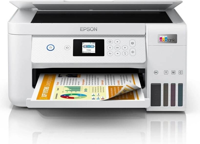 Epson EcoTank L4266 C11CJ63414 atramentová multifunkcia.
Vychutnajte si mimoriadne úspornú bezdrôtovú tlač s touto multifunkčnou tlačiarňou EcoTank bez atramentových kaziet as obojstrannou tlačou.
Ušetrite až 90 % nákladov na tlač s tlačiarňami EcoTank od spoločnosti Epson bez atramentových kaziet.

* Tlačová hlava Epson Micro Piezo
* Pigment black and Dye colour Inks
* Tlačiareň, skener, kopírka
Formát tlačiarne: A4
Rozlíšenie [DPI]: 5.760 x 1.440 dpi
Rýchlosť čiernej tlače [str./min.]: 10,5 Str./min ISO/IEC 24734
Rýchlosť farebnej tlače [str./min.]: 5 Str./min ISO/IEC 24734
Obojstranná tlač: Automatická obojstranná tlač
Kapacita zásobníka [str.]:
*Kapacita výstupného zásobníka: 30 Listov
*Kapacita zásobníka papiera: 100 Listov Štandardné
Rozhranie: USB, Wi-Fi, Wi-Fi Direct
Skener:
*Rýchlosť jednostranného skenovania (A4 čiernobielo): 200 dpi; 11 sec.
*Rýchlosť jednostranného skenovania (A4 farebne): 200 dpi; 28 sec.
*Skenovacie rozlíšenie: 1.200 dpi x 2.400 dpi (horizontálne x vertikálne)
*Výstupné formáty: BMP, JPEG, PICT, TIFF, multi-TIFF, PDF, PNG
*Typ skenera: Contact image sensor (CIS)
*Optické rozlíšenie: 1.200 dpi x 2.400 dpi (horizontálne x vertikálne)
Fax: nie
Spotreba [W]: 12 W (samostatné kopírovanie, vzor ISO/IEC 24712), 0,7 W (úsporný režim), 4,3 W Pripravené, 0,2 W (vypnutie)
Rozmery: 375 x 347 x 187 mm (šírka x hĺbka x výška)
Hmotnosť [kg]: 5,4 kg
Podporované operačné systémy: Mac OS X 10.6.8 alebo later, Windows 10, Windows 7, Windows 8, Windows 8.1, Windows Server 2008 (32/64-bitová verzia), Windows Server 2008 R2, Windows Server 2012 (64-bit), Windows Server 2012 R2, Windows Server 2016, Windows Vista, Windows XP Professional x64 Edition SP2 alebo later, Windows XP SP3 alebo later (32-bit), Windows Server 2003 R2, spectextoptionoperatingsystemswin2003ii2
Obsah balenia: 1 sada atramentu (1 × 127 ml BK, 3 × 70 ml CMY) + Extra Black, Ovládače a pomocné programy (CD), Hlavné zariadenie, napájací kábel, Návod na inštaláciu, Záručný dokument
Záruka: 24 mesiacov