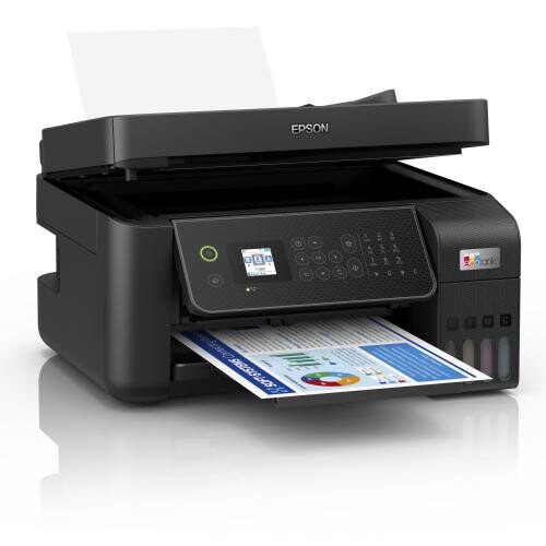 Epson EcoTank L5310 C11CJ65412 atramentová multifunkcia.
Metóda tlače: Tlačová hlava Epson Micro Piezo™
Konfigurácia trysiek: 180 trysky čierna, 59 Trysiek pre každú farbu
Min.
Atramentová technológia: Atrament na báze farbív
Tlačové rozlíšenie: 5.760 x 1.440 dpi
Category: Samostatné pracovisko, Pracovná skupina
Multifunkcia: Tlač, Skenovanie, kópií, Fax
Tlač
Number of colours: Štvorfarebný
Rýchlosť tlače ISO/IEC 24734: 10 Str./min Čiernobielo, 5 Str./min Colour, 69 s na fotografiu 10 x 15 cm
Rýchlosť tlače: 33 Str./min Čiernobielo (obyčajný papier), 15 Str./min Colour (obyčajný papier), 27 s na fotografiu 10 x 15 cm (Papier Epson Premium Glossy Photo Paper)
Farby: Čierna [Dye], Azúrová [Dye], Žltá [Dye], Purpurová [Dye]
Skenovanie
Rýchlosť jednostranného skenovania (A4 čiernobielo): 200 dpi (with ADF); , 4,5 ipm so skenovaním ADF 200 dpi (flatbed) 12 sec.
Rýchlosť jednostranného skenovania (A4 farebne): 200 dpi (with ADF); , 4,5 ipm so skenovaním ADF 200 dpi (flatbed) 29 sec.
Skenovacie rozlíšenie: 1.200 dpi x 2.400 dpi (horizontálne x vertikálne)
Optické rozlíšenie (ADF): 1.200 dpi x 2.400 dpi (horizontálne x vertikálne)
Výstupné formáty: BMP, JPEG, PICT, TIFF, multi-TIFF, PDF, PNG
Typ skenera: Contact image sensor (CIS)
Optické rozlíšenie: 1.200 dpi x 2.400 dpi (horizontálne x vertikálne)
Faxovanie
Typ faxu: Funkcia Walk-up čiernobieleho a farebného faxu
Rýchlosť odosielania faxu: až 33,6 kb/s / pribl.
Režim korekcie chýb: Fax CCITU/ITU Group3 s režimom korekcie chýb
Voliče rýchlosti faxu (max.): 100 mená a čísla
Pamäť stránok: až 100 strán (ITU-T, tabuľka č.
Faxové funkcie: Faxovanie z PC, Automatické opakovanie, Adresár, Oneskorené odosielanie, Rozosielanie faxu, Prijatie prieskumu
Spracovanie papiera/médií
Počet zásobníkov papiera: 1
Formáty papiera: 10 x 15 cm, Letter, No.
Duplexná tlač: Manuálna
Automatický podávač dokumentov: 30 Strany
Kapacita výstupného zásobníka: 30 Listy
Paper Tray Capacity: 100 Listy Štandardné
Vhodná gramáž papiera: 64 g/m2 - 300 g/m2
Spracovanie médií: Tlač bez okrajov (do veľkosti 10 x 15 cm)
Všeobecné informácie
Spotreba energie: 12 W (samostatné kopírovanie, vzor ISO/IEC 24712), 0,7 W (úsporný režim), 4,5 W Pripravené, 0,2 W (vypnutie), TEC 0,13 kWh/week
Napájanie: AC 100 V - 240 V, 50 Hz - 60 Hz
Rozmery výrobku: 375?
Hmotnosť výrobku: 5 kg
kompatibilné operačné systémy: Mac OS X 10.6.8 alebo later, Windows 10, Windows 7, Windows 8, Windows 8.1, Windows Server 2008 (32/64-bitová verzia), Windows Server 2008 R2, Windows Server 2012 (64-bit), Windows Server 2012 R2, Windows Server 2016, Windows Vista, Windows XP Professional x64 Edition SP2 alebo later, Windows XP SP3 alebo later (32-bit), Windows Server 2003 R2, Windows Server 2003 SP2 alebo later
Rozhranie: Wi-Fi, USB, Ethernet, Wi-Fi Direct
Tlač z mobilných zariadení a cloudu: Epson Connect (iPrint, Email Print, Remote Print Driver), Apple AirPrint
Colour: Black
Výťažnosť pri použití dodaných nádržiek
Výťažnosť čiernobielych stránok: 8.100 Strany
Výťažnosť farebných stránok: 6.500 Strany
Bezplatnú predĺženú záruku získate registráciou na webovej stránke spoločnosti Epson. 
!