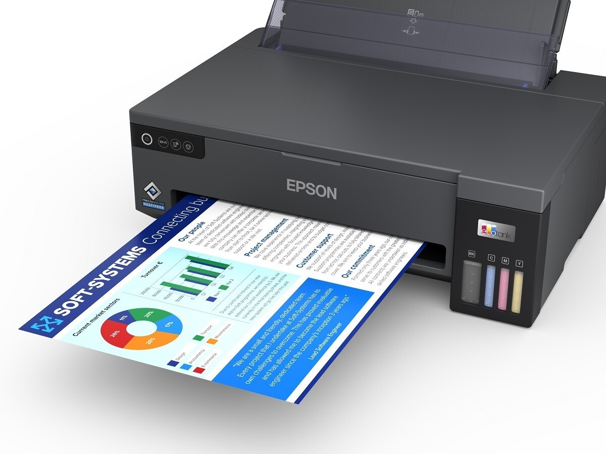 Epson EcoTank L11050 C11CK39402 atramentová tlačiareň.
• Metóda tlače: 4-farebná atramentová tlačiareň
• Konfigurácia trysiek: 400 trysky čierna, 128 Trysiek pre každú farbu
• Min.
• Atramentová technológia: Atrament na báze farbív
• Tlačové rozlíšenie: 4.800 x 1.200 dpi
• Kategória: Samostatné pracovisko, Home Office
• Multifunkcia: Nie
 
TLAČ
• Rýchlosť tlače ISO/IEC 24734: 15 Str./min Čiernobielo, 8 Str./min Colour
• Rýchlosť tlače: 30 Str./min Čiernobielo (obyčajný papier), 20 Str./min Colour (obyčajný papier)
• Čas do vytlačenia prvej stránky: Čiernobielo 8 s, Colour 12 s, According to IEEE/ISO 17629
• Rozhranie: USB, Wi-Fi, Wi-Fi Direct
 
SPRACOVANIE PAPIERA/MÉDIÍ
• Formáty papiera: A3 (29,7 x 42,0 cm), A4 (21.0 x 29,7 cm), A5 (14,8 x 21,0 cm), A6 (10,5 x 14,8 cm), B6, B5, B4, Letter , Legal, No.
• Kapacita výstupného zásobníka: 100 Listy
 
OSTATNÉ PARAMETRE
• Napájanie: AC 100 V - 240 V, 50 Hz - 60 Hz
• Rozmery výrobku: 498 x 358 x 165 mm (šírka x hĺbka x výška)
• Hmotnosť výrobku: 6,4 kg
• Kompatibilné operačné systémy: Mac OS X 10.9.5 alebo later, Windows 10 (32/64 bit), Windows 11, Windows 7 (32/64 bit), Windows 8 (32/64 bitová verzia), Windows 8.1 (32/64 bit), Windows Server 2008 R2, Windows Server 2012 R2, Windows Server 2016, Windows Vista (32/64-bitová verzia), Windows XP Professional x64 Edition SP2 alebo later, Windows XP SP3 alebo later (32-bit), Windows Server 2003 R2 , Windows Server 2003 SP2 or later
• Tlač z mobilných zariadení a cloudu: Epson Connect (iPrint, Email Print, Remote Print Driver), Epson Smart Panel App
 
ZÁRUKA
• 24 mesiacov
Bezplatnú predĺženú záruku získate registráciou na webovej stránke spoločnosti Epson. 
!