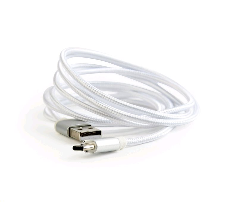 Kabel CABLEXPERT CCB-mUSB2B-AMCM-6-S USB 2.0 AM na Type-C kabel (AM/CM), 1,8m, opletený, stříbrný, blister