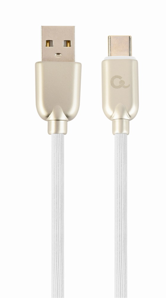 Kabel CABLEXPERT CC-USB2R-AMCM-1M-W USB 2.0 AM na Type-C kabel (AM/CM), 1m, pogumovaný, bílý, blister, PREMIUM QUALITY