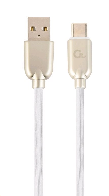 Kabel CABLEXPERT CC-USB2R-AMCM-2M-W USB 2.0 AM na Type-C kabel (AM/CM), 2m, pogumovaný, bílý, blister, PREMIUM QUALITY