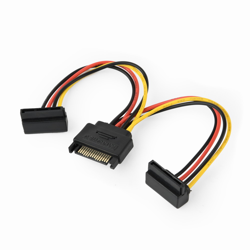 Kabel CABLEXPERT CC-SATAM2F-02 SATA napájecí na 2x SATA 90°, rozdvojka, 15cm