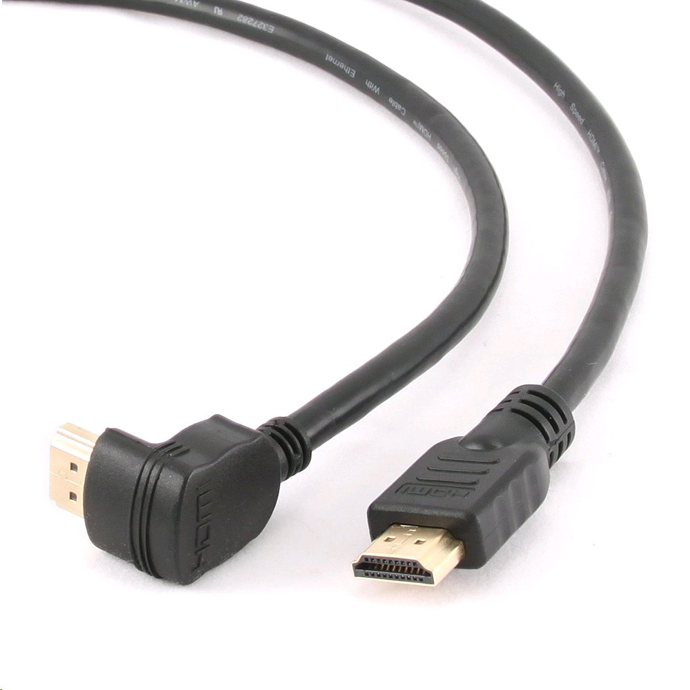 Kabel CABLEXPERT CC-HDMI490-6 HDMI-HDMI 1,8m, 1.4, M/M stíněný, zlacené kontakty, 90° lomený, černý