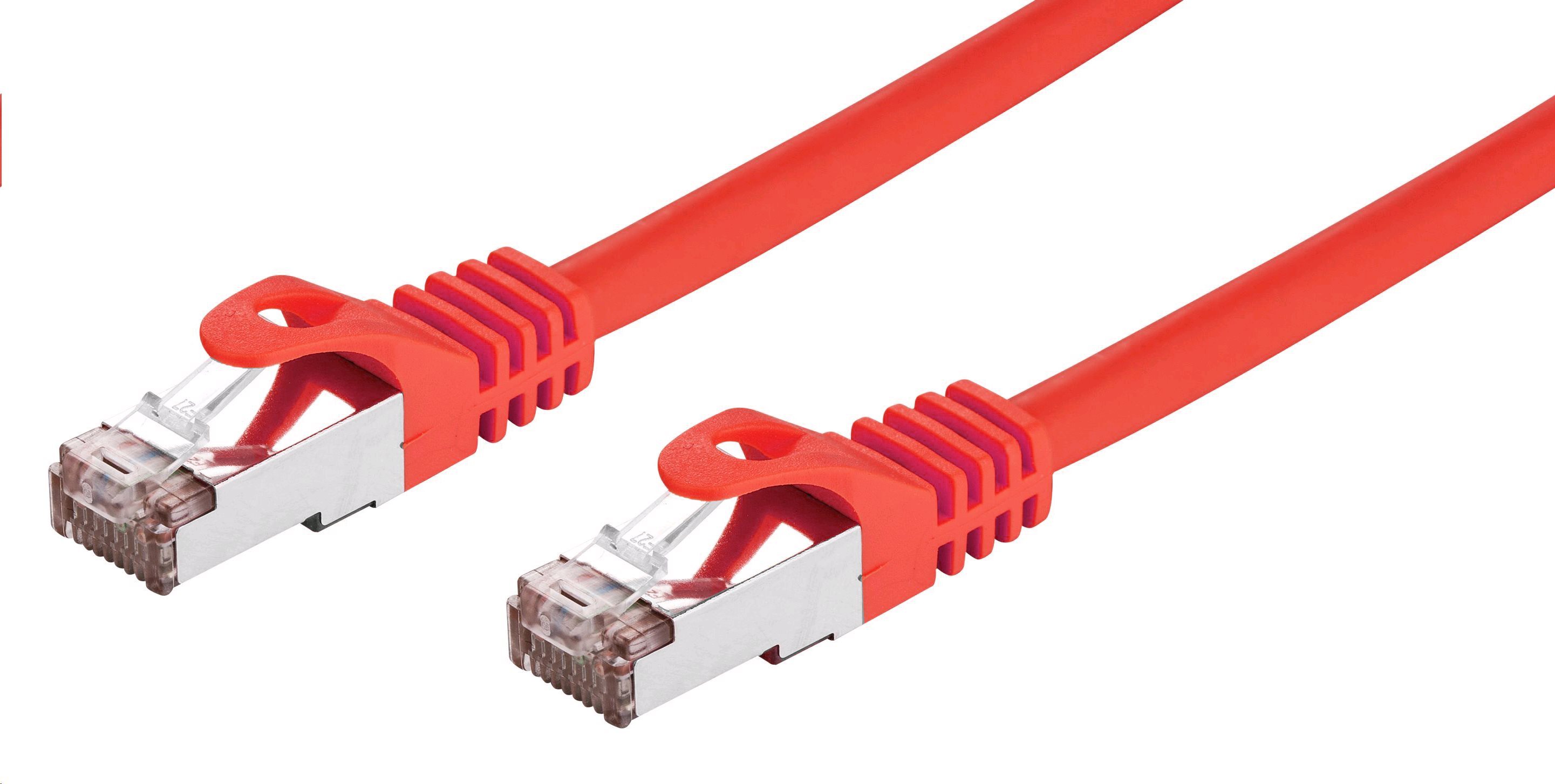 Kabel C-TECH CB-PP6F-1R patchcord Cat6, FTP, červený, 1m