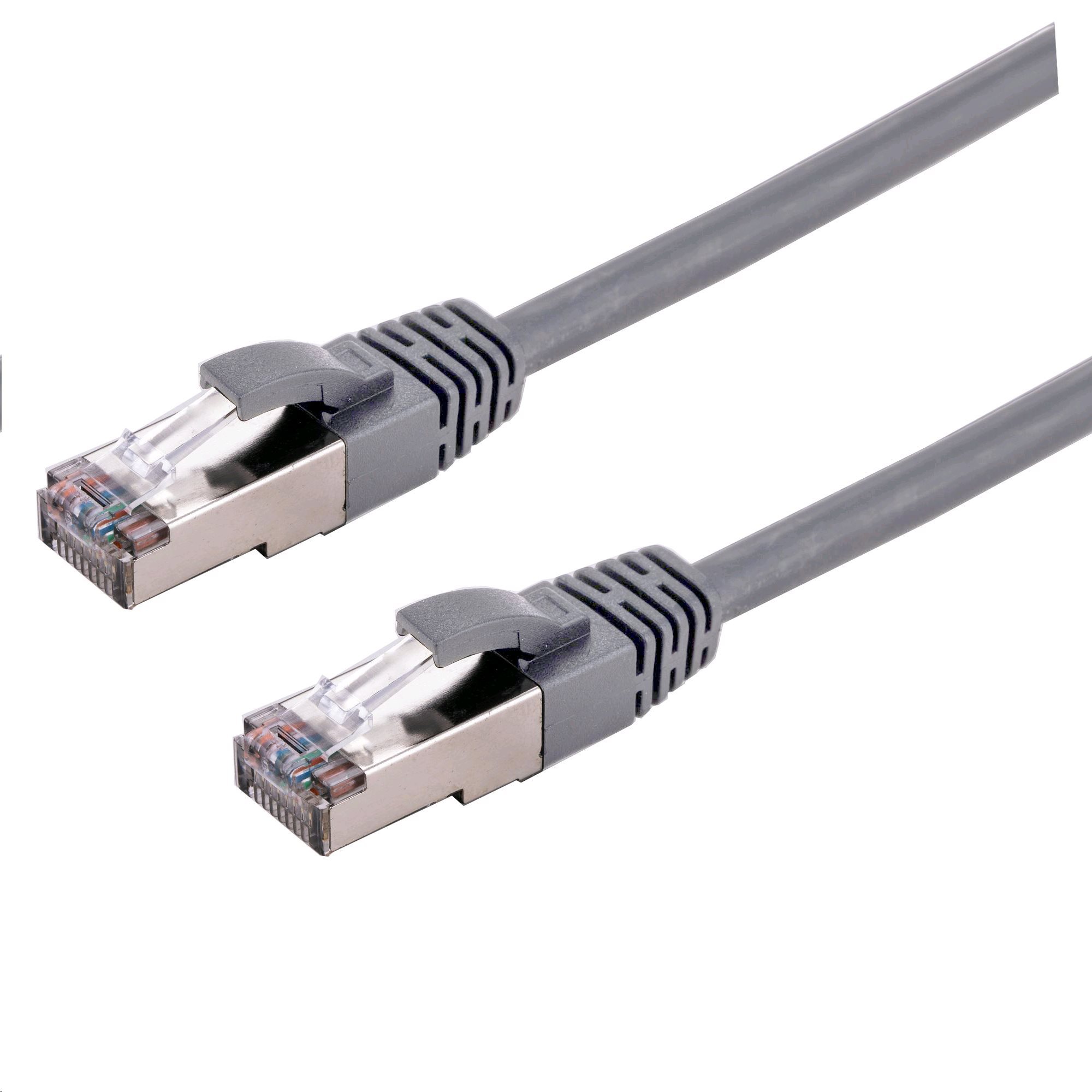 Kabel C-TECH CB-PP6A-1 patchcord Cat6a, S/FTP, šedý, 1m