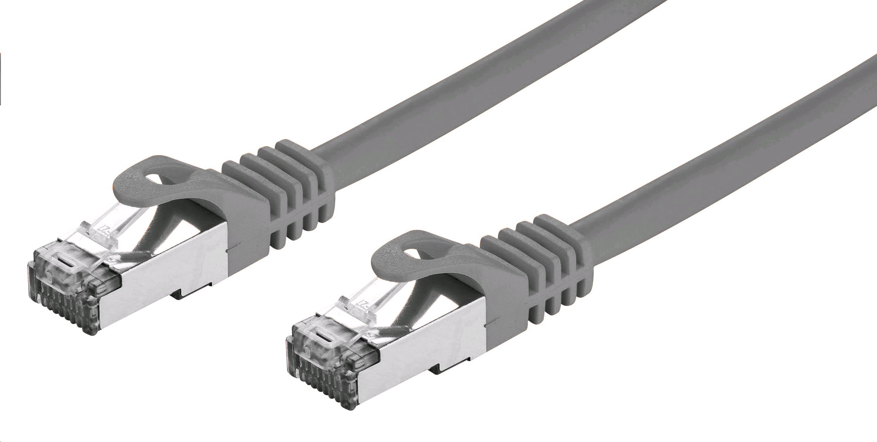 Kabel C-TECH CB-PP7-2 patchcord Cat7, S/FTP, šedý, 2m