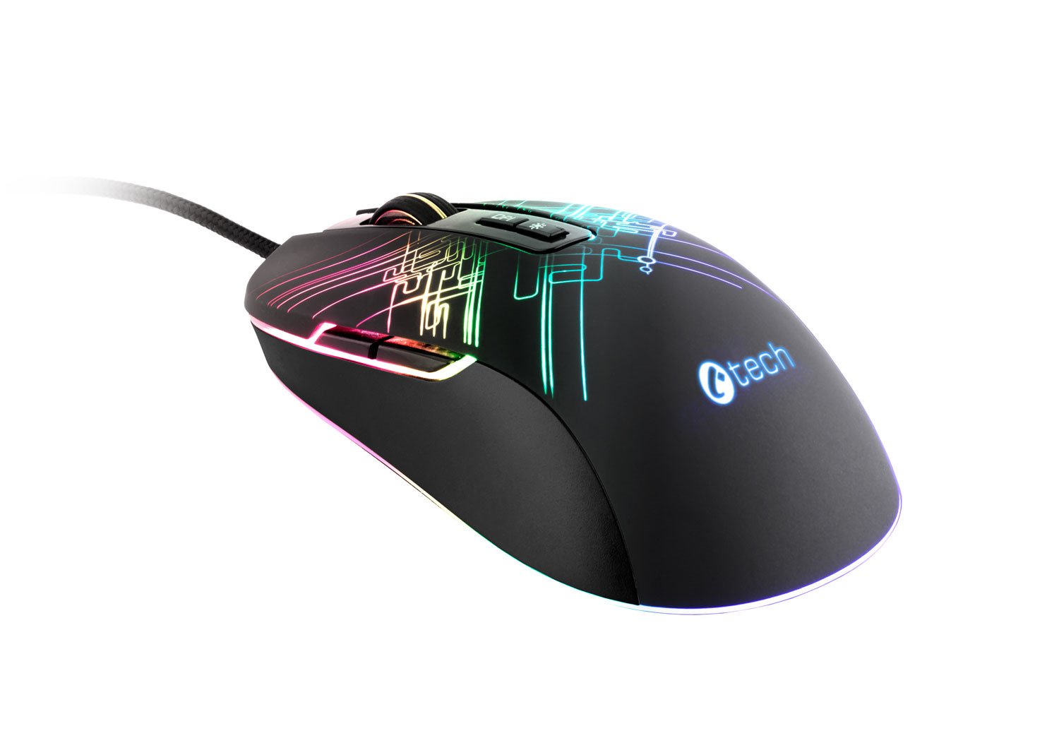 Herní myš C-TECH Dusk (GM-27L), casual gaming, 3200 DPI, 5 RGB módů podsvícení, USB