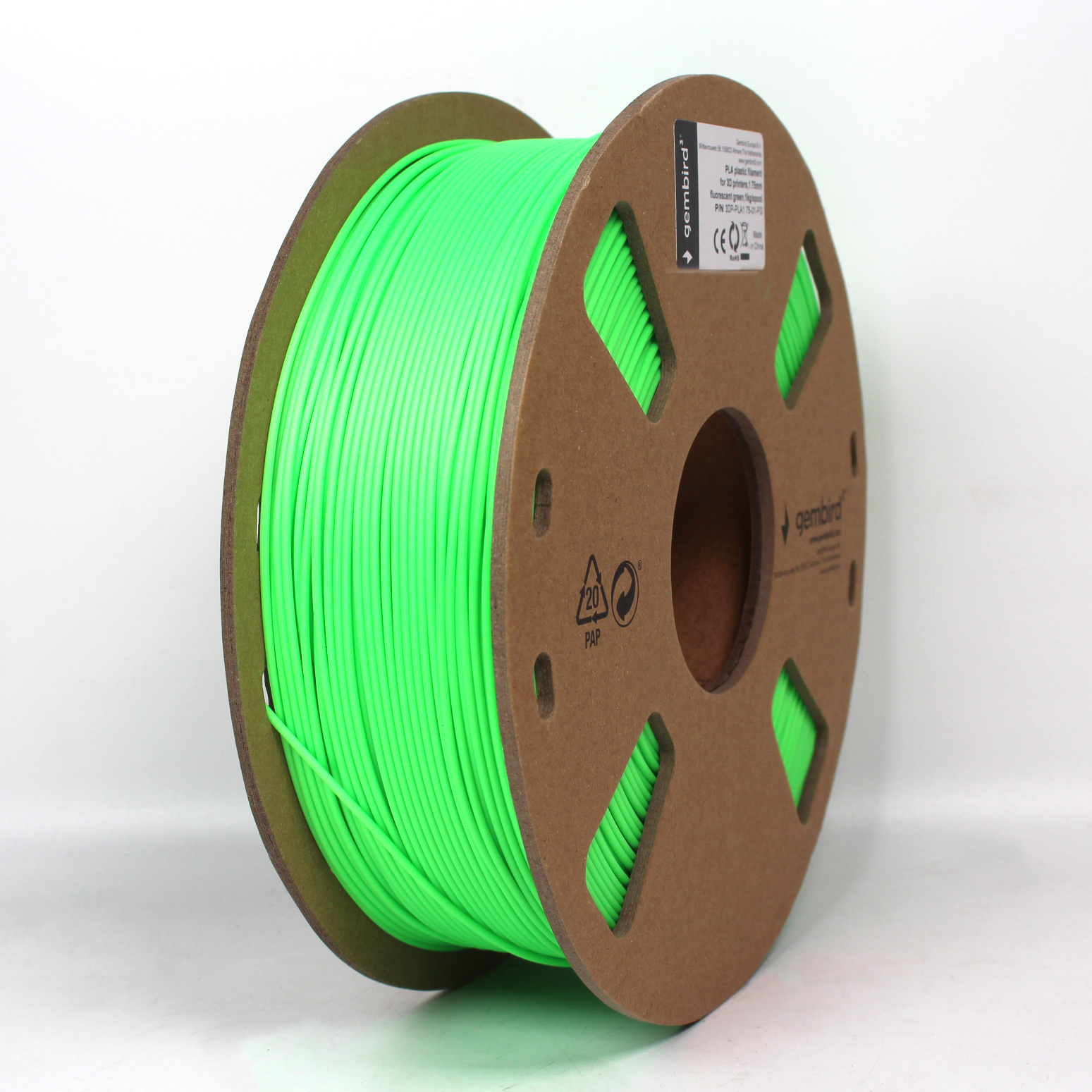 GEMBIRD 3D filament, PLA, 1,75mm, 1000g, 3DP-PLA1.75-01-FG,  fluorescentní, zelená