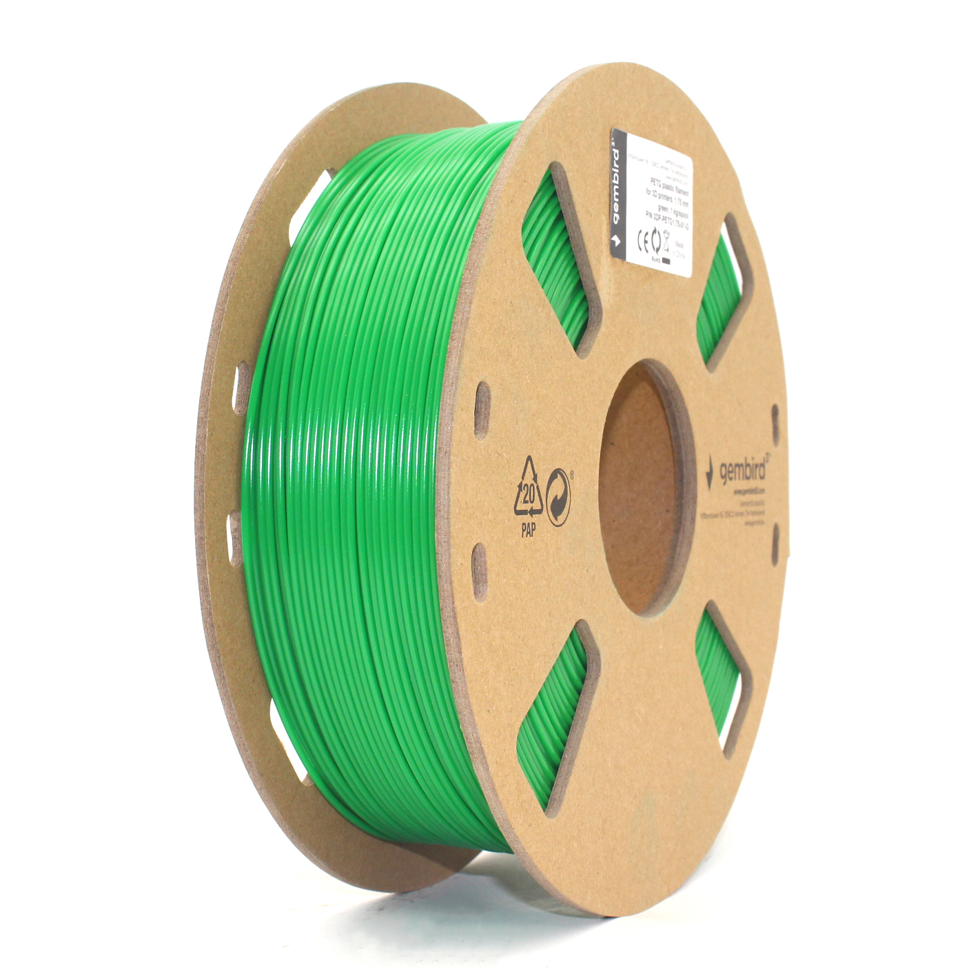 GEMBIRD 3D filament, PETG, 1,75mm, 1000g, 3DP-PETG1.75-01-G,  zelená