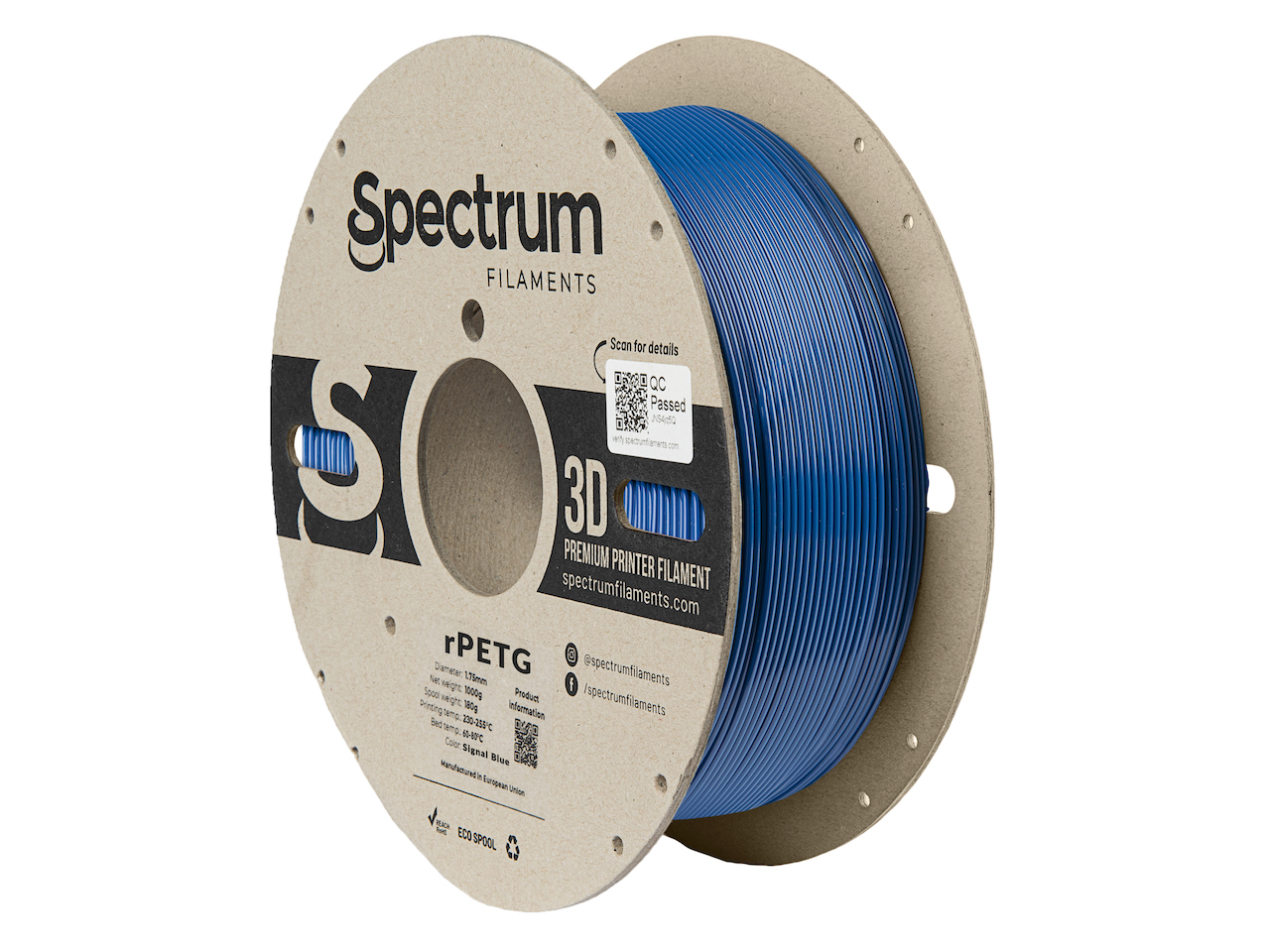 Spectrum 80589 3D filament, r-PETG, 1,75mm, 1000g, signal blue