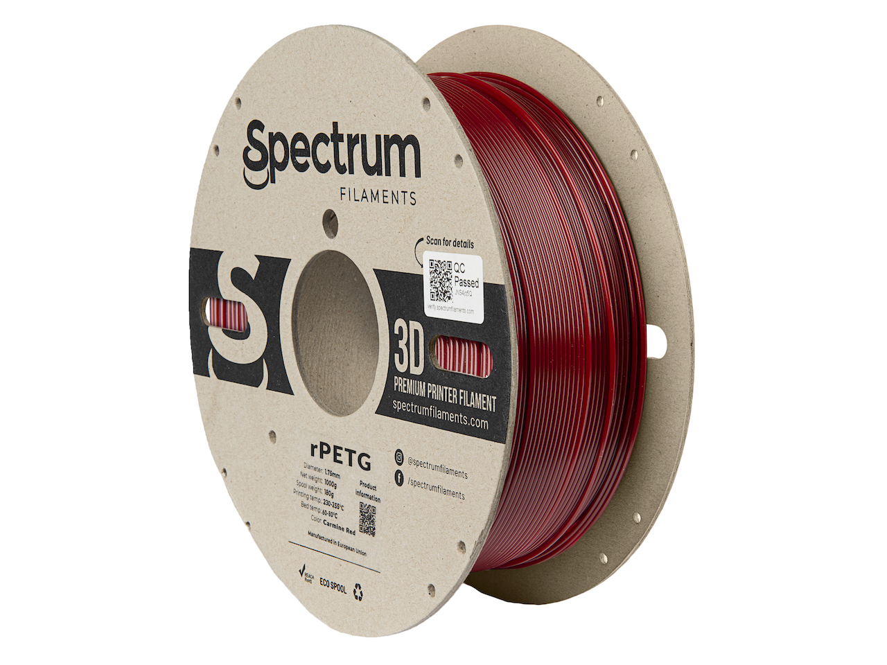 Spectrum 80593 3D filament, r-PETG, 1,75mm, 1000g, carmine red