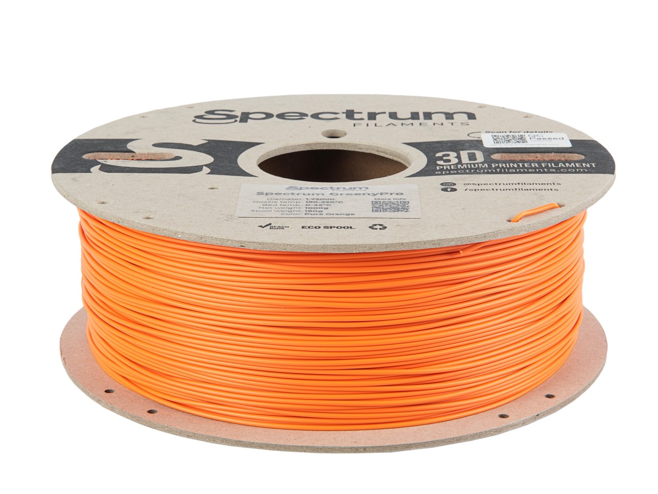 Spectrum 80906 3D filament, GreenyPro, 1,75mm, 1000g, PURE ORANGE