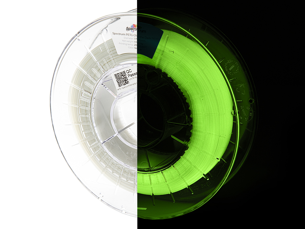 Spectrum 80530 3D filament, S-Flex 98A, 1,75mm, 500g, glow in the dark, yellow-green