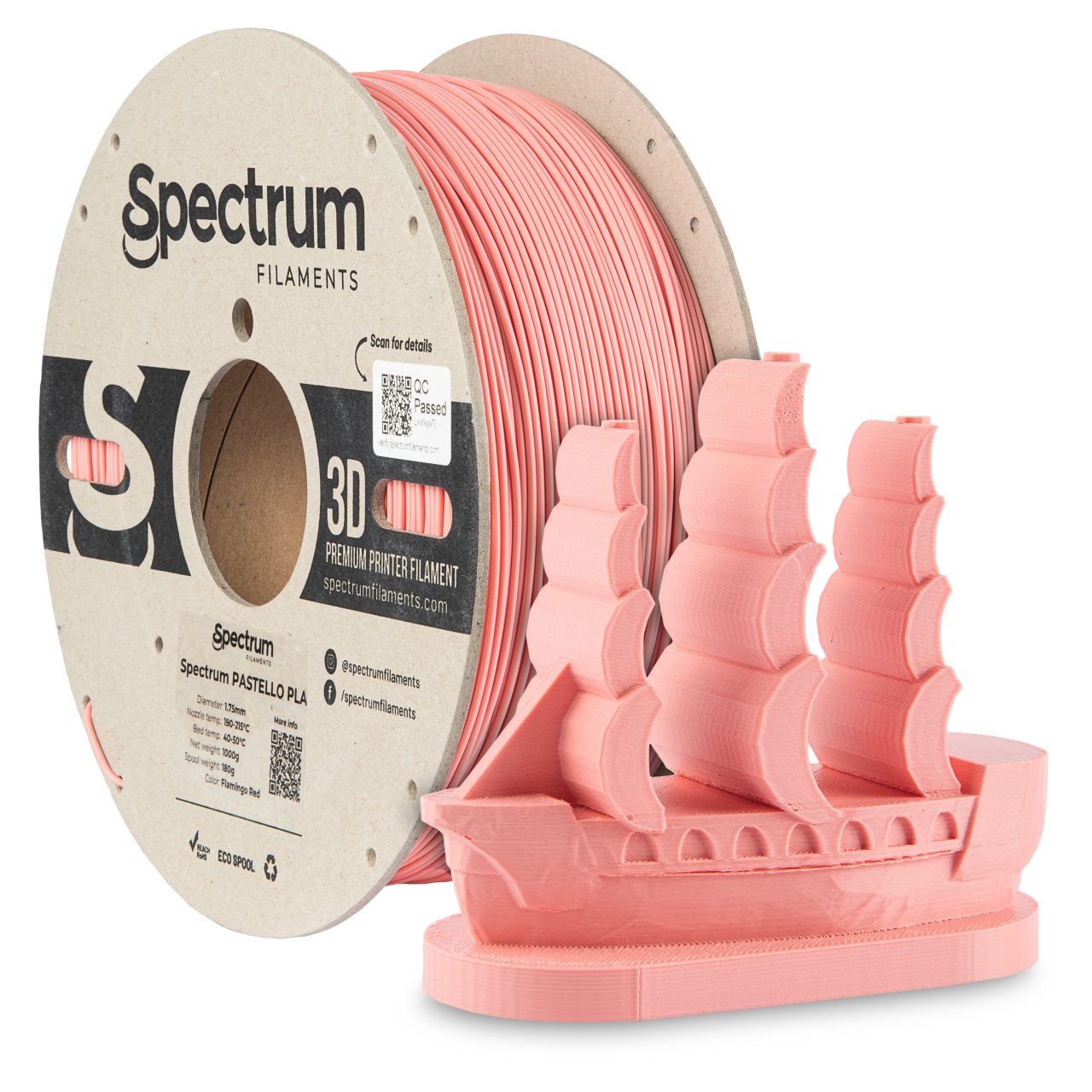 Spectrum 80730 3D filament, Pastello PLA, 1,75mm, 1000g, FLAMINGO RED