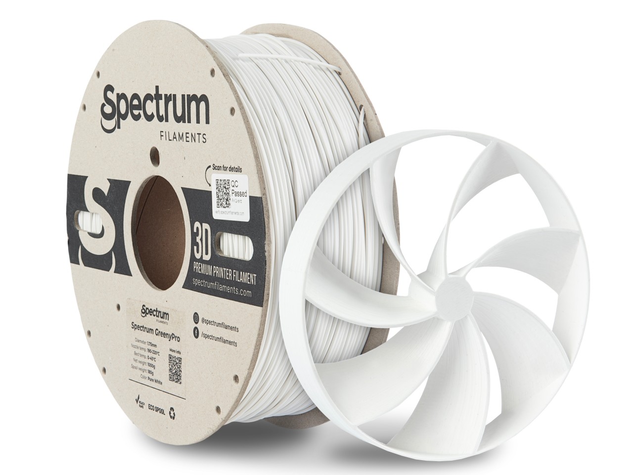 Spectrum 80900 3D filament, GreenyPro, 1,75mm, 1000g, PURE WHITE