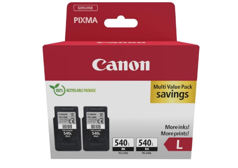 Canon CARTRIDGE PG-540L TWIN černá pro Pixma MG 2150,2250,3150,3250,3550,4150,4250, MX 455,475,515(2x300 str.)