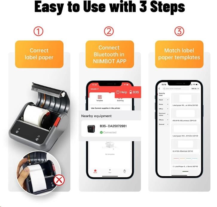 Niimbot B3S Smart 1AE12231604 mobilná tlačiareň štítkov, čierna + rolka štítkov.
Ponúka širokú škálu možností tlače.
NIIMBOT B3S Smart je tlačiareň etikiet, ktorá kombinuje výkon, pohodlie a kvalitu.
Hlavné vlastnosti
Jednoduchá kvalitná tlač štítkov pre domácnosť, školu, sklad alebo kanceláriu
2200mAh batéria pre maximálnu flexibilitu
Profesionálna kvalita štítkov s vysoko odolnou lamináciou
Možnosť vytvárania textu, obrázkov, rámčekov, čiarových aj QR kódov atď.
Jednoduché použitie cez bezplatnú aplikáciu s iOS a Android
Tlač priamo z PC, možnosť importu dát z MS Excel a iných priamo do aplikácie
Rozlíšenie: 203 dpi
Šírka štítku od 20mm do 75 mm
Automatické odvíjanie a rozpoznanie štítkov
Aplikácia v slovenčine, nemčine, angličtine, španielčine atď.
Jednoduché používanie
Pri navrhovaní štítku môžete použiť rôzne písma, tvary, ikony, veľkosti a formáty, aby ste si vytlačili etikety alebo štítky podľa svojej predstavy.
Vysoká kvalita
Vybavenie značky NIIMBOT je známe svojou extrémnou odolnosťou vďaka použitiu kvalitných japonských tlačových hláv.
Tlač priamo z PC, možnosť importu dát z MS Excel a iných priamo do aplikácie
Model Niimbot B3S umožňuje taktiež tlač priamo z PC.
Extrémna odolnosť a dlhá životnosť
Etikety značky NIIMBOT sú vyrobené z vysoko odolných materiálov a po tlači sú laminované, čo zaisťuje ich dlhú životnosť.
Technické špecifikácie
Technológia tlače: termálna čierno-biela
Rýchlosť tlače: 30-60 mm/s
Rozlíšenie tlače: 203 dpi
Rozmery produktu: 11,5 x 10,7 x 6 cm
Hmotnosť produktu: 300 g
Typ pripojenia: Bluetooth / PC
Kompatibilita systému: bezplatná aplikácia pre Android a iOS
Kapacita batérie: 1500 mAh
Napájanie: DC5V-1A / USB-C
Doba tlače: 4 až 5 hodín
Jazyky aplikácie: slovenčina, holandčina, nemčina, angličtina, ruština, japončina, a ďalšie
Efektívna šírka tlače až 72 mm
Šírka papiera: 20 – 75 mm (max.)
Kompatibilita so štítkami Niimbot pre B3S
Obsah balenia
1x Tlačiareň štítkov
1x USB-C nabíjací kábel
1x kotúč bielych samolepiacich štítkov 70x40mm - 180ks