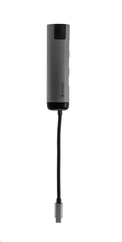 VERBATIM 49141 USB-C Multiport HUB, 2x USB 3.0, 1x USB-C, HDMI, LAN, šedá dokovací stanice.