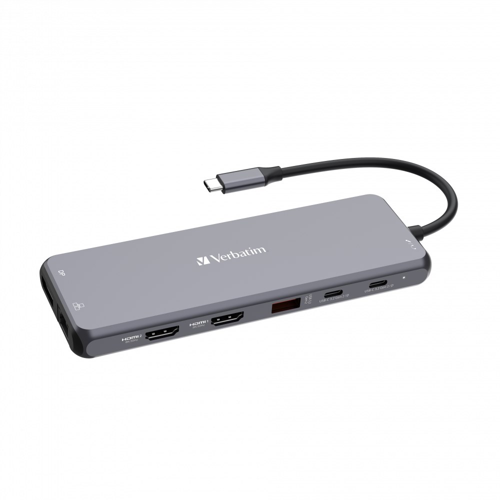 VERBATIM Hub USB-C Pro Multiport 13 Port, 6x USB-A, 2x USB-C, 2x HDMI, DP, RJ45, 3.5mm Jack audio, šedá