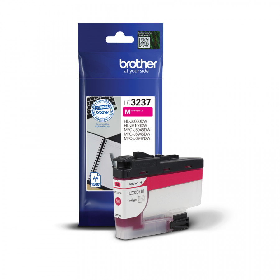 Brother LC-3237M purpurová (magenta) originální cartridge.
Proč koupit naši originální náplň?

Originální cartridge = záruka přímo od výrobce tiskárny
100 % použití v tiskárně - spolehlivý a bezproblémový tisk
Použitím originální náplně prodlužujete životnost tiskárny
Osvědčená špičková kvalita - jasný a čitelný text, jemná grafika, kvalitnější obrázky
Použití originální kazety nabízí rychlý a vysoký výkon a přesto stabilní výsledky = EFEKTIVNÍ TISK
Jednoduchá instalace a údržba
Zajišťujeme bezplatnou recyklaci originálních náplní
Garance Vaší spokojenosti s použitím naší originální náplně

Kód výrobce: LC3237M