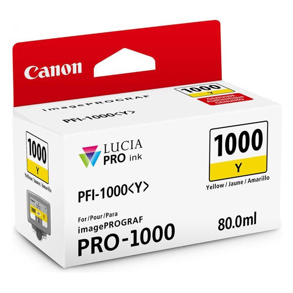 Canon PFI-1000Y, 0549C001 žltá (yellow) originálna atramentová cartridge.
 
Prečo kúpiť našu originálnu náplň Canon?
 
 

Originálne cartridge = záruka priamo od výrobcu tlačiarne
100% použitie v tlačiarni - spoľahlivá a bezproblémová tlač
Použitím originálnej náplne predlžujete životnosť tlačiarne
Osvedčená špičková kvalita - jasný a čitateľný text, jemná grafika, kvalitnejšie obrázky
Použitie originálnej kazety ponúka rýchly a vysoký výkon a napriek tomu stabilné výsledky = EFEKTÍVNA TLAČ
Jednoduchá inštalácia a údržba
Zabezpečujeme bezplatnú recykláciu originálnych náplní
Garancia Vašej spokojnosti pri použití našej originálnej náplne
0549C001