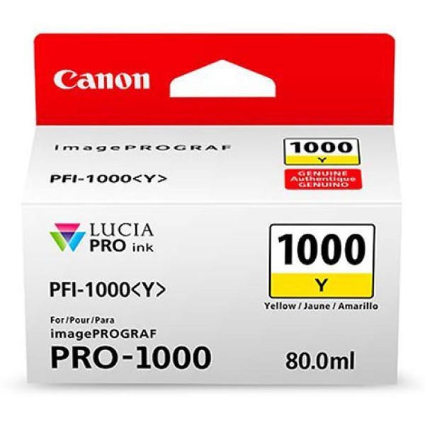 Canon PFI-1000Y, 0549C001 žltá (yellow) originálna atramentová cartridge.
 
Prečo kúpiť našu originálnu náplň Canon?
 
 

Originálne cartridge = záruka priamo od výrobcu tlačiarne
100% použitie v tlačiarni - spoľahlivá a bezproblémová tlač
Použitím originálnej náplne predlžujete životnosť tlačiarne
Osvedčená špičková kvalita - jasný a čitateľný text, jemná grafika, kvalitnejšie obrázky
Použitie originálnej kazety ponúka rýchly a vysoký výkon a napriek tomu stabilné výsledky = EFEKTÍVNA TLAČ
Jednoduchá inštalácia a údržba
Zabezpečujeme bezplatnú recykláciu originálnych náplní
Garancia Vašej spokojnosti pri použití našej originálnej náplne
0549C001