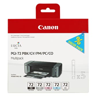 Canon PGI-72 6403B007 photo multipack originálna cartridge.
 
Prečo kúpiť našu originálnu náplň Canon?
 
 

Originálne cartridge = záruka priamo od výrobcu tlačiarne
100% použitie v tlačiarni - spoľahlivá a bezproblémová tlač
Použitím originálnej náplne predlžujete životnosť tlačiarne
Osvedčená špičková kvalita - jasný a čitateľný text, jemná grafika, kvalitnejšie obrázky
Použitie originálnej kazety ponúka rýchly a vysoký výkon a napriek tomu stabilné výsledky = EFEKTÍVNA TLAČ
Jednoduchá inštalácia a údržba
Zabezpečujeme bezplatnú recykláciu originálnych náplní
Garancia Vašej spokojnosti pri použití našej originálnej náplne
6403B007