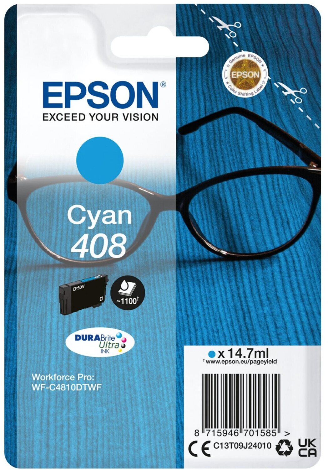 Epson 408 C13T09J24010 azurová (cyan) originální cartridge