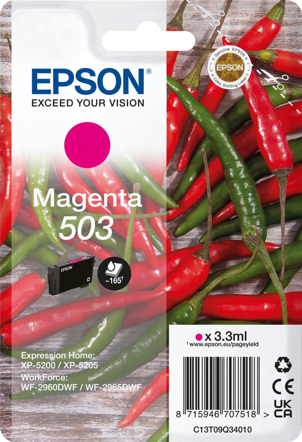 Epson 503 T09Q340 C13T09Q34010 purpurová (magenta) originální cartridge