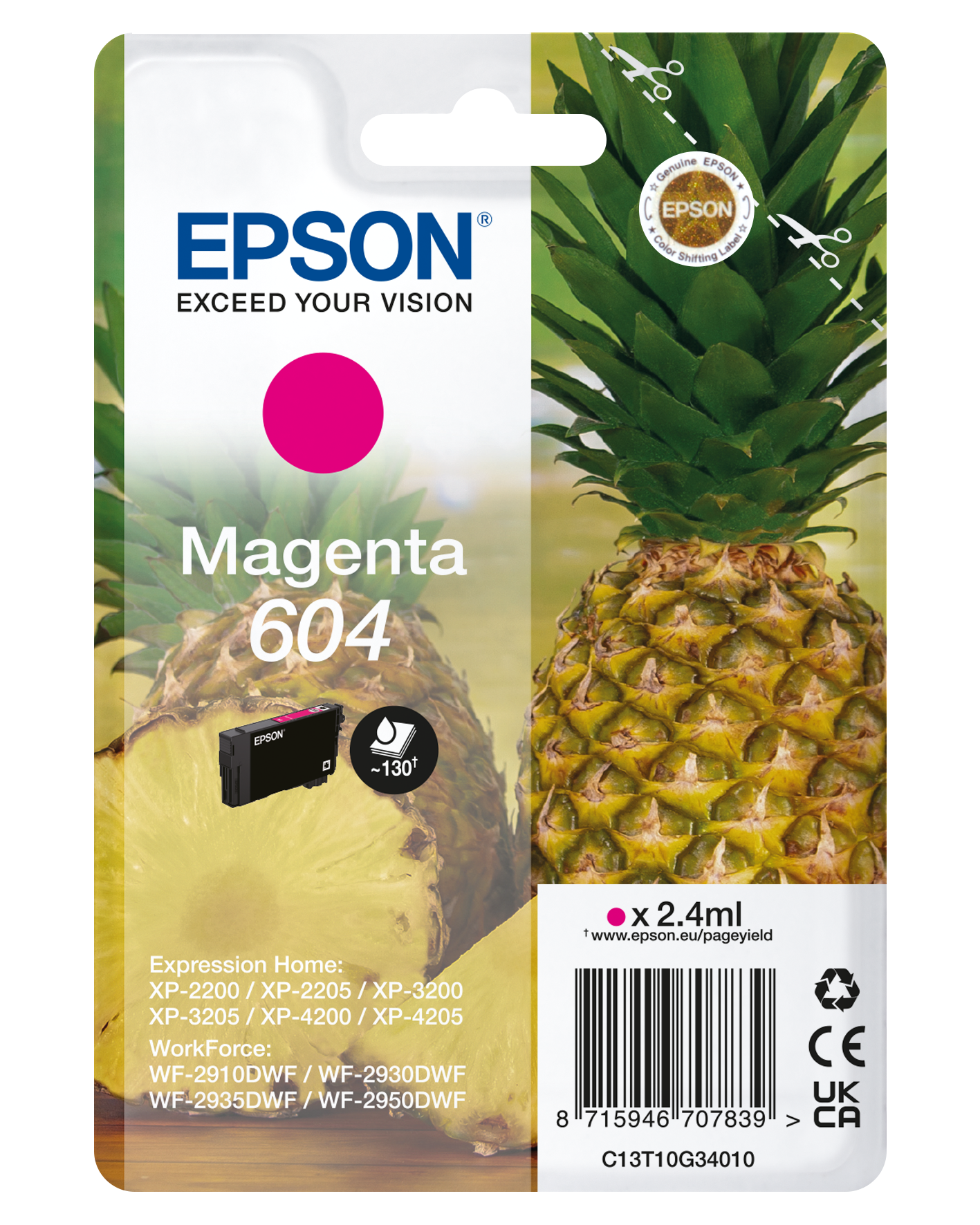 Epson 604 T10G340 C13T10G34010 purpurová (magenta) originální cartridge